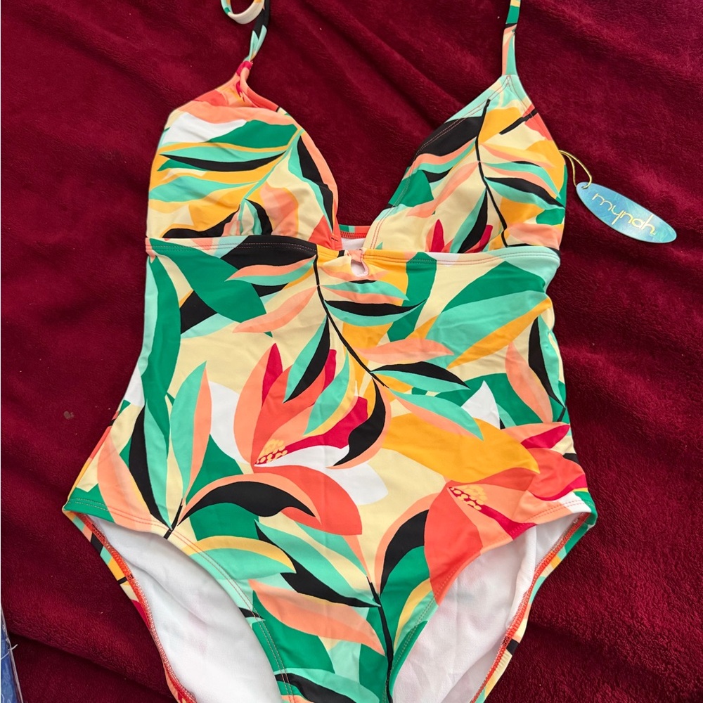 Tropical Leaf One-Piece Swimsuit - Multicolor